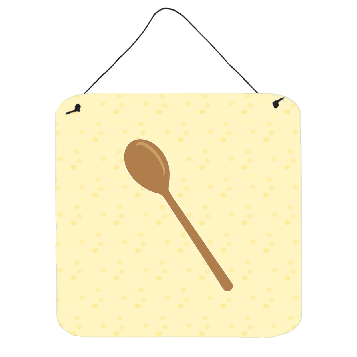 Wooden Spoon on Yellow Wall or Door Hanging Prints