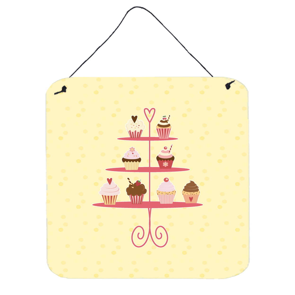 3 Tier Cupcakes on Yellow Wall or Door Hanging Prints