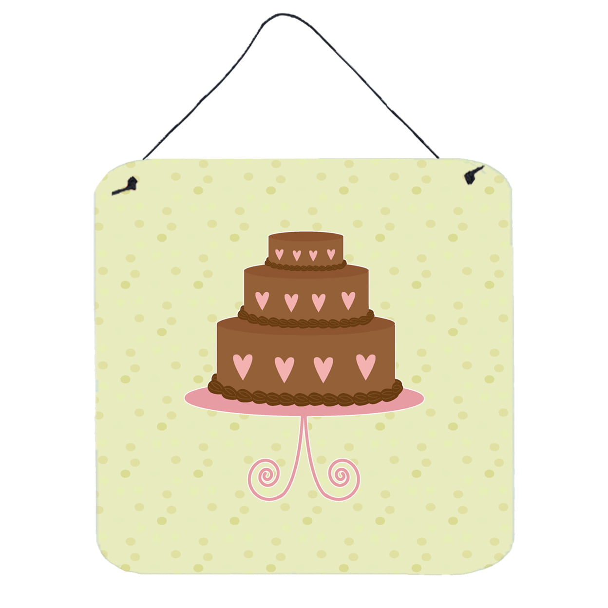 Heart Chocolate Cake on Green Wall or Door Hanging Prints