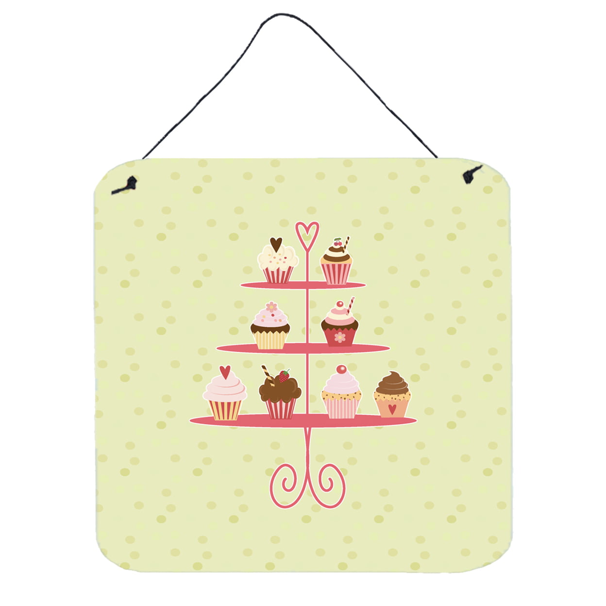 Cupcakes 3 Tier Stand on Green Wall or Door Hanging Prints