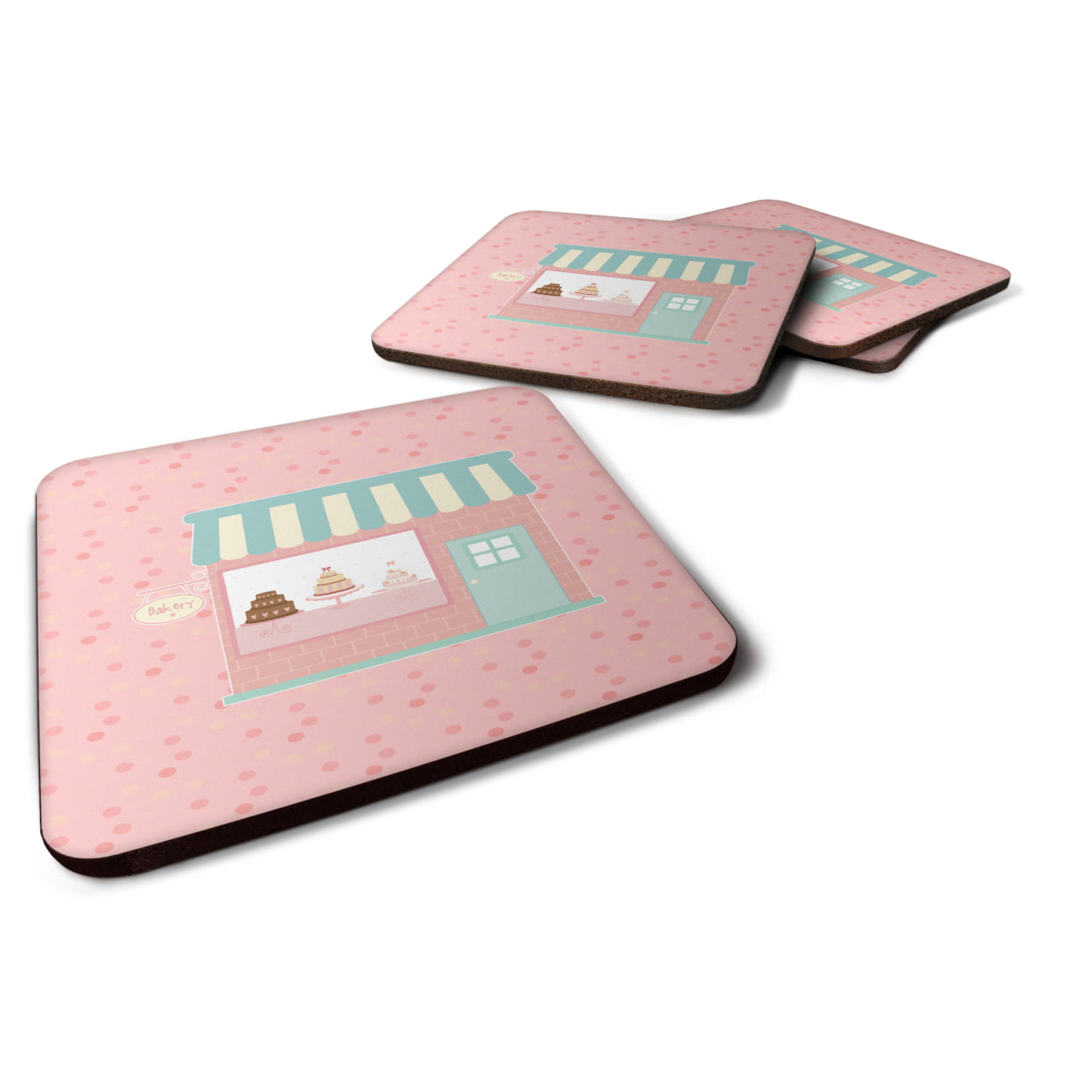 Bake Shoppe Pink Foam Coasters - Set of 4