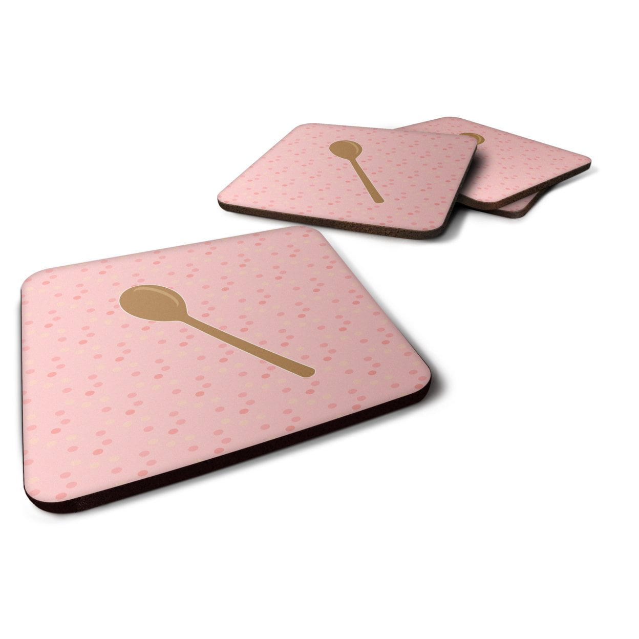 BB7270FC Wooden Spoon Pink Foam Coasters - Set of 4
