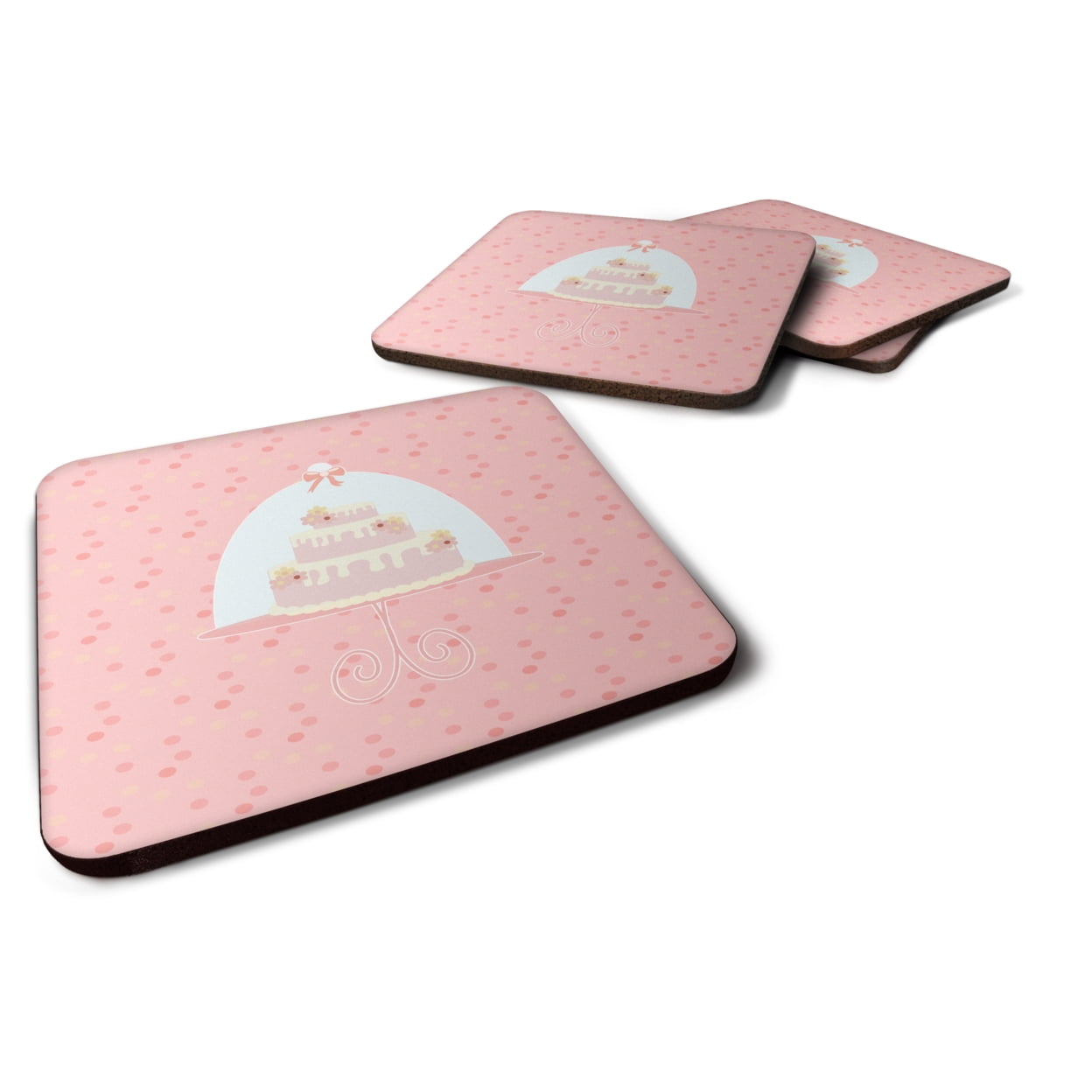 Decorative Cake 3 Tier Pink Foam Coasters - Set of 4