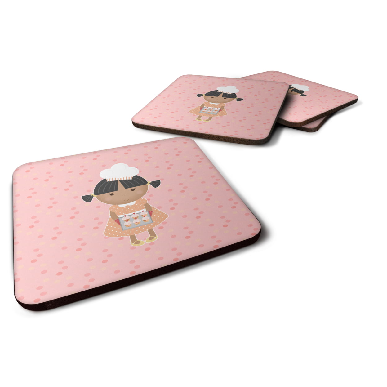 Baker African American on Pink Foam Coasters - Set of 4
