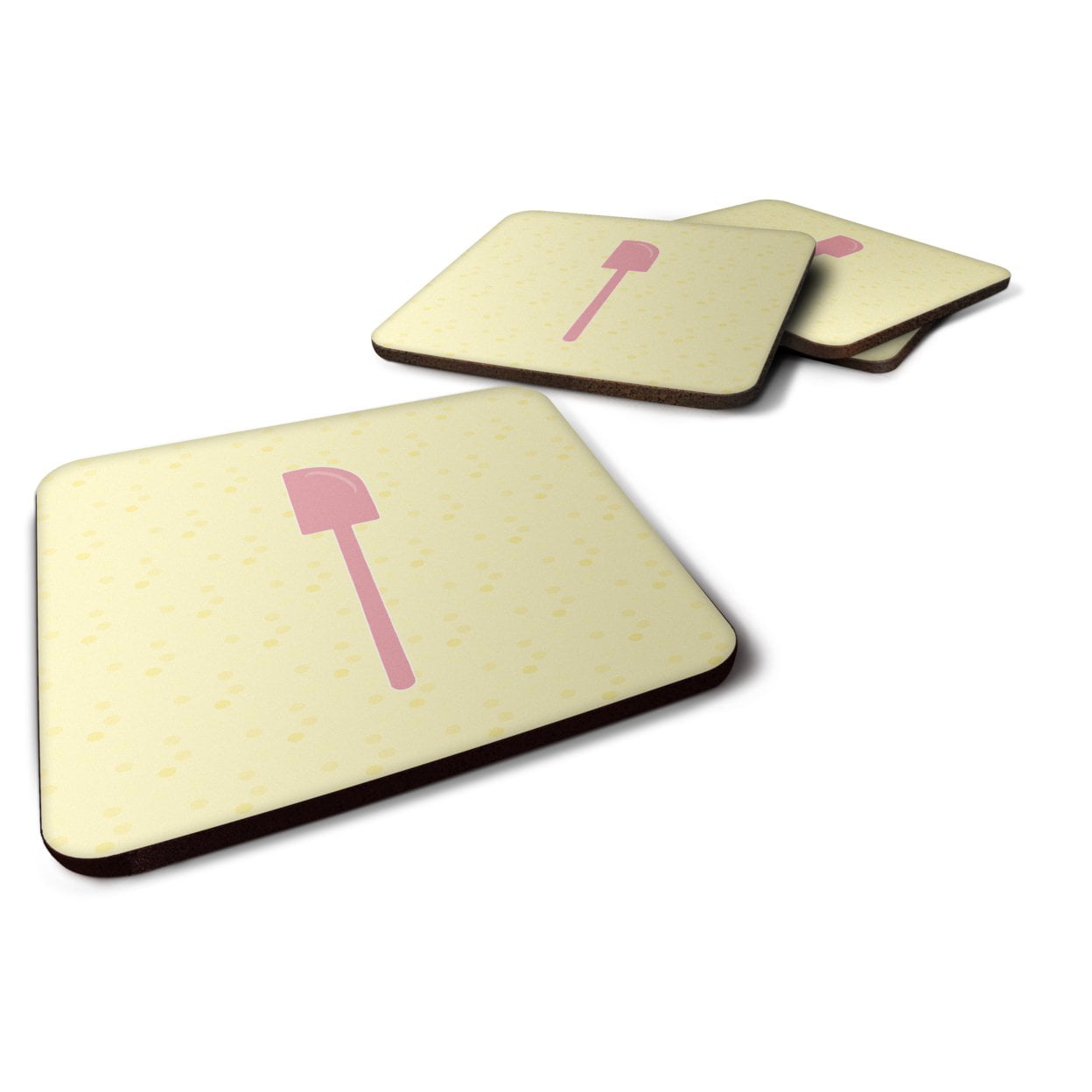 Spatula on Yellow Foam Coasters - Set of 4