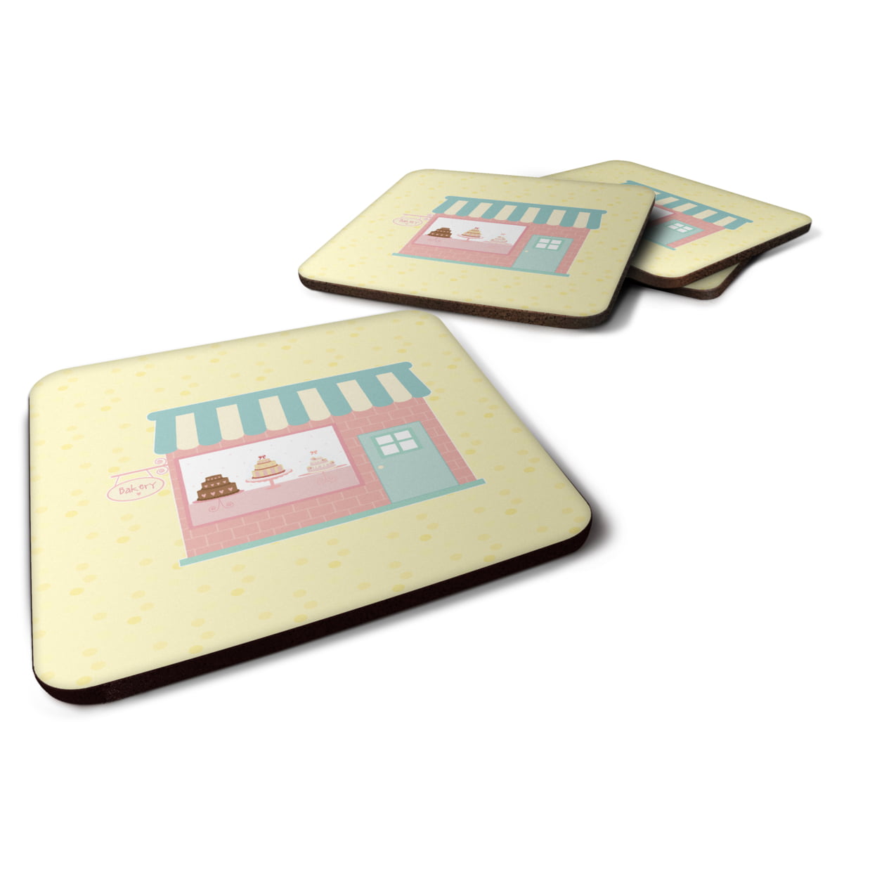 Bake Shoppe on Yellow Foam Coasters - Set of 4
