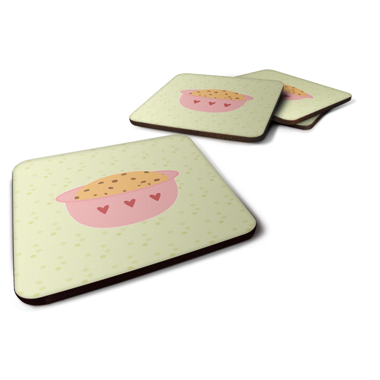 Cookie Dough on Green Foam Coasters - Set of 4