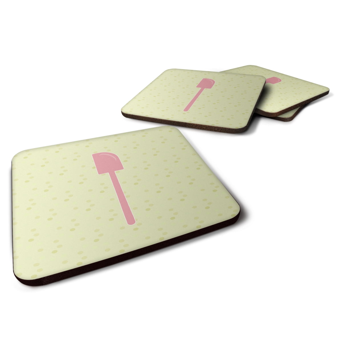 Spatula on Green Foam Coasters - Set of 4
