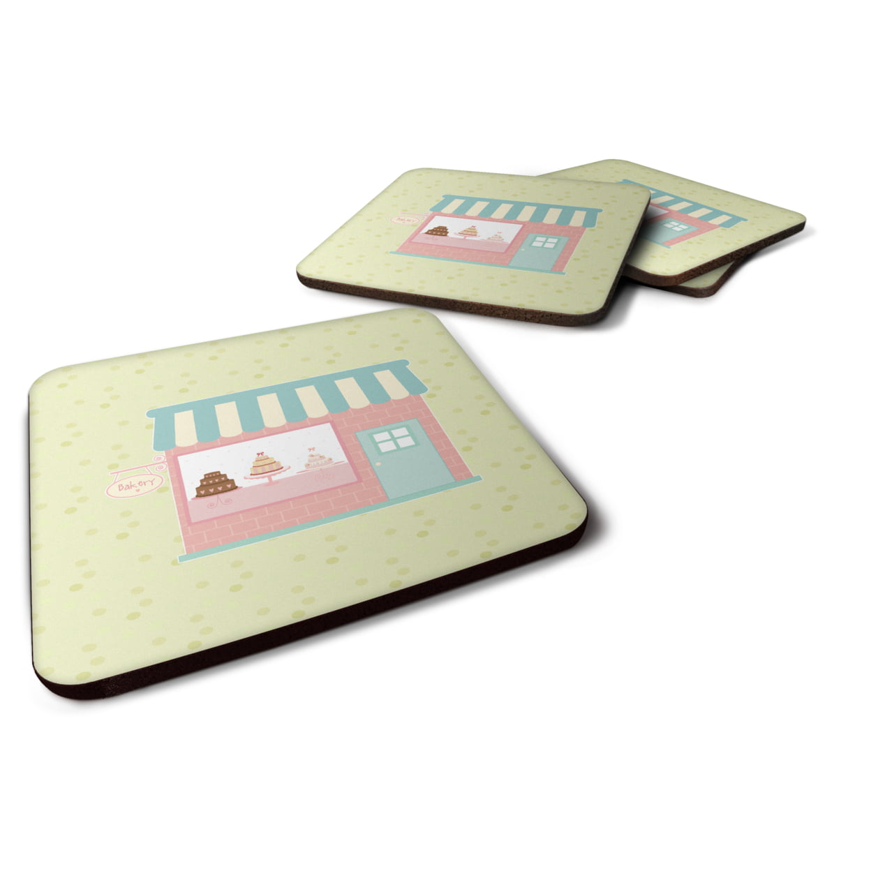 Bake Shoppe on Green Foam Coasters - Set of 4