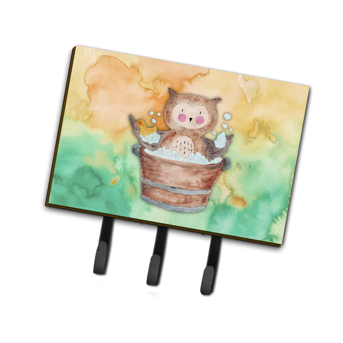 Owl Bathing Watercolor Leash or Key Holder