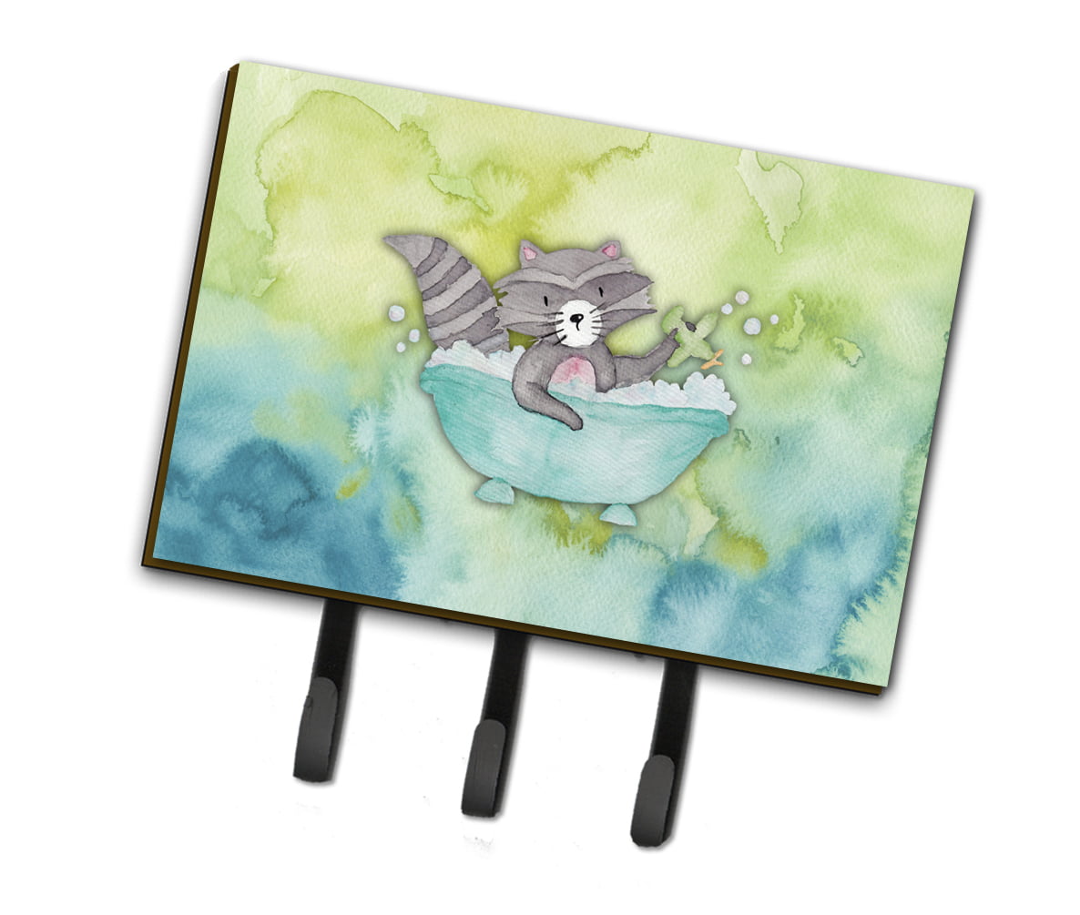 Raccoon Bathing Watercolor Leash or Key Holder