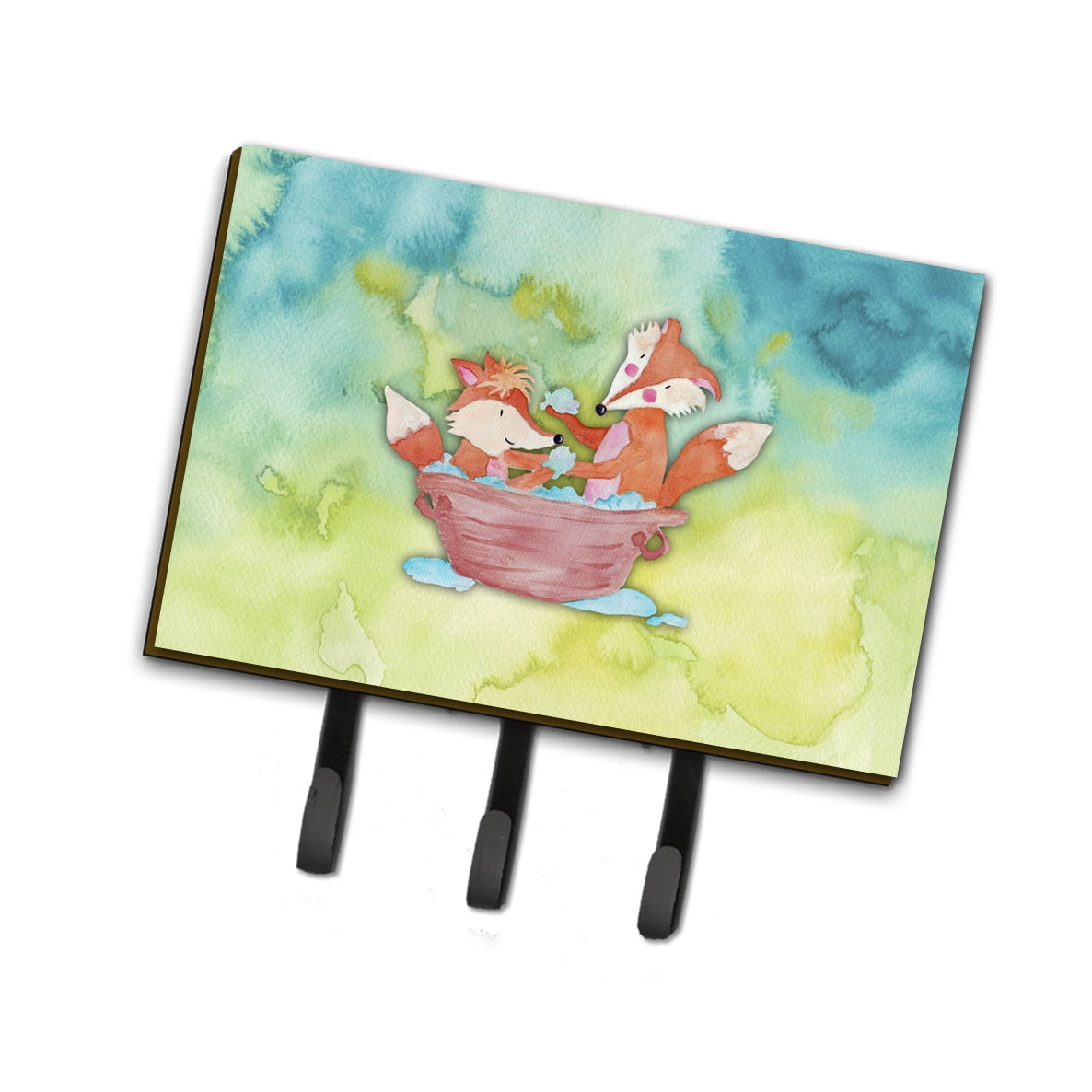 Foxes Bathing Watercolor Leash or Key Holder