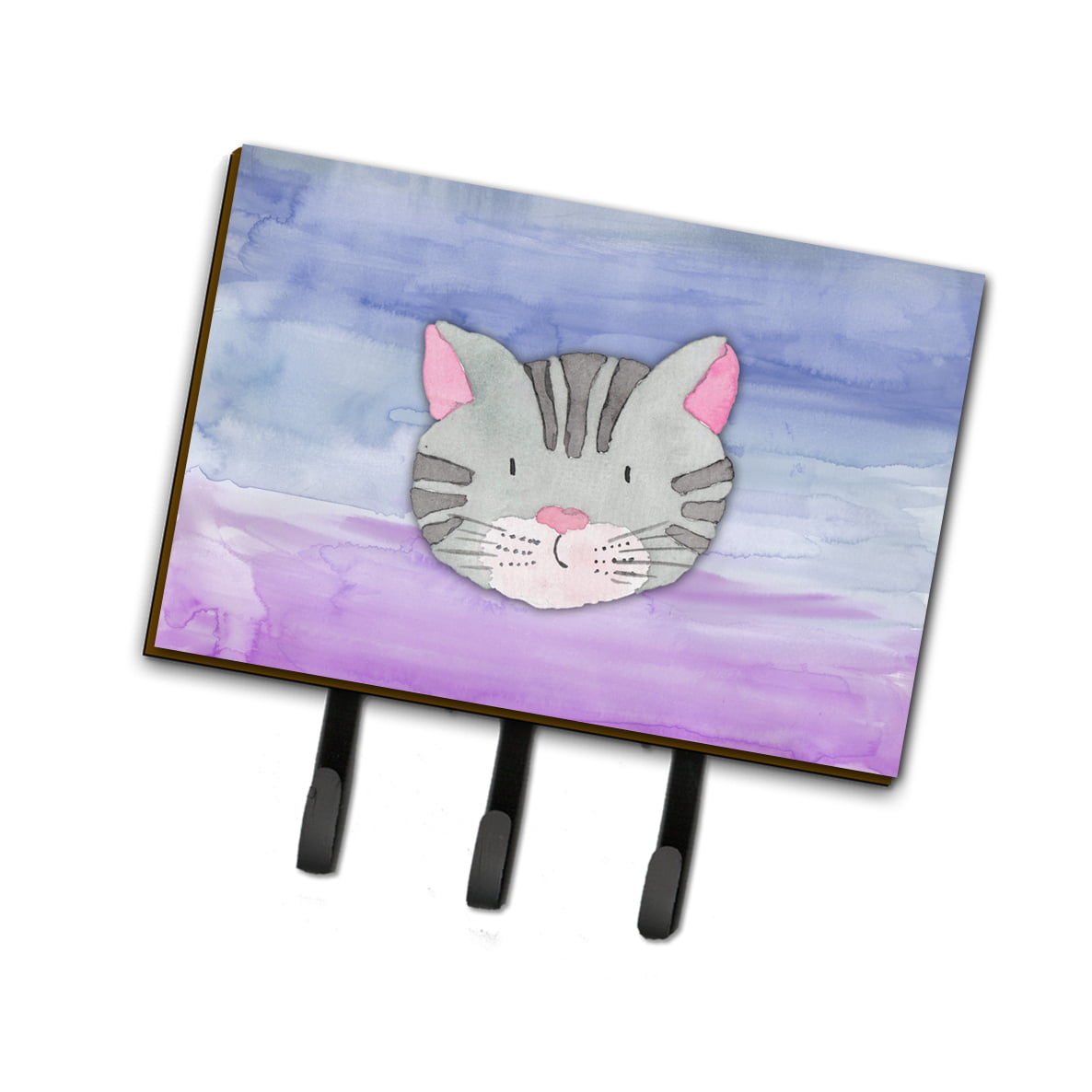 BB7355TH68 Cat Face Watercolor Leash or Key Holder