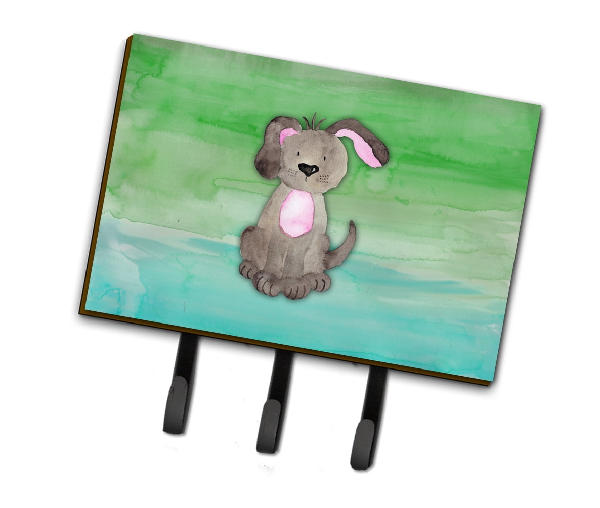 Dog Teal & Green Watercolor Leash or Key Holder
