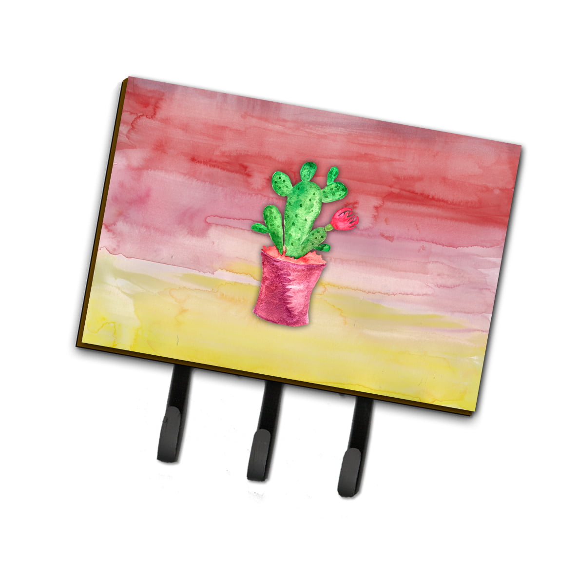 Flowering Cactus Watercolor Leash or Key Holder