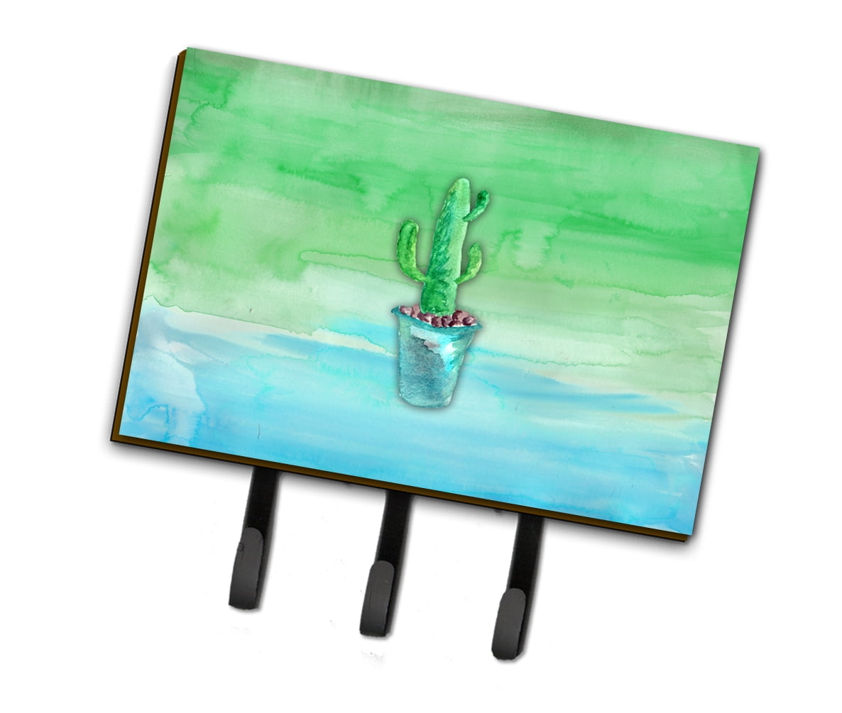 Cactus Teal & Green Watercolor Leash or Key Holder
