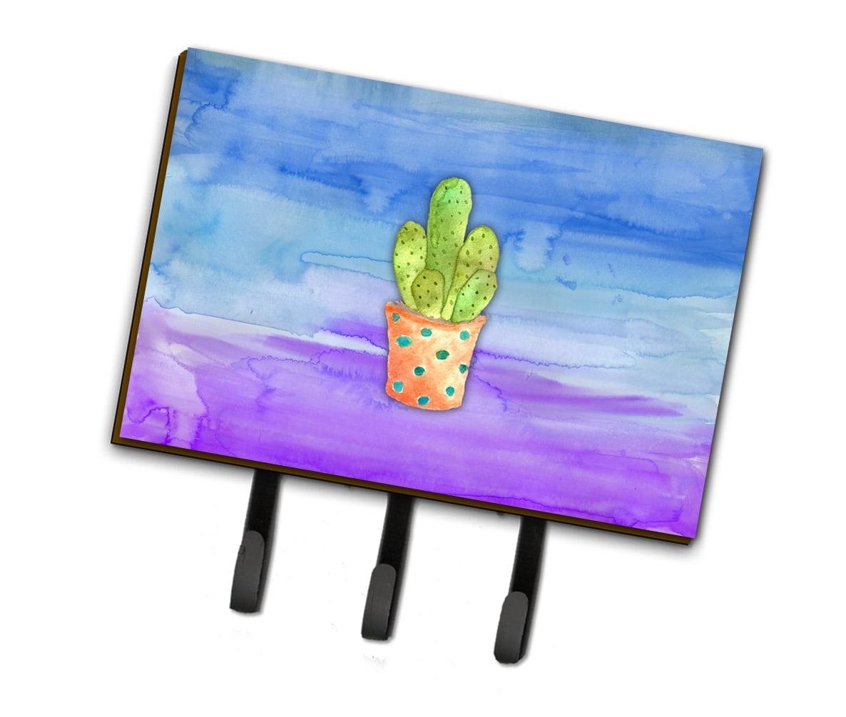 Cactus Blue & Purple Watercolor Leash or Key Holder