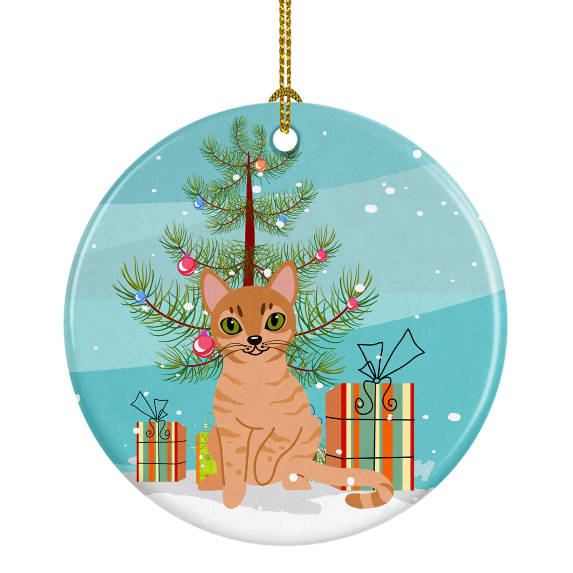 Australian Mist Cat Merry Christmas Tree Ceramic Ornament