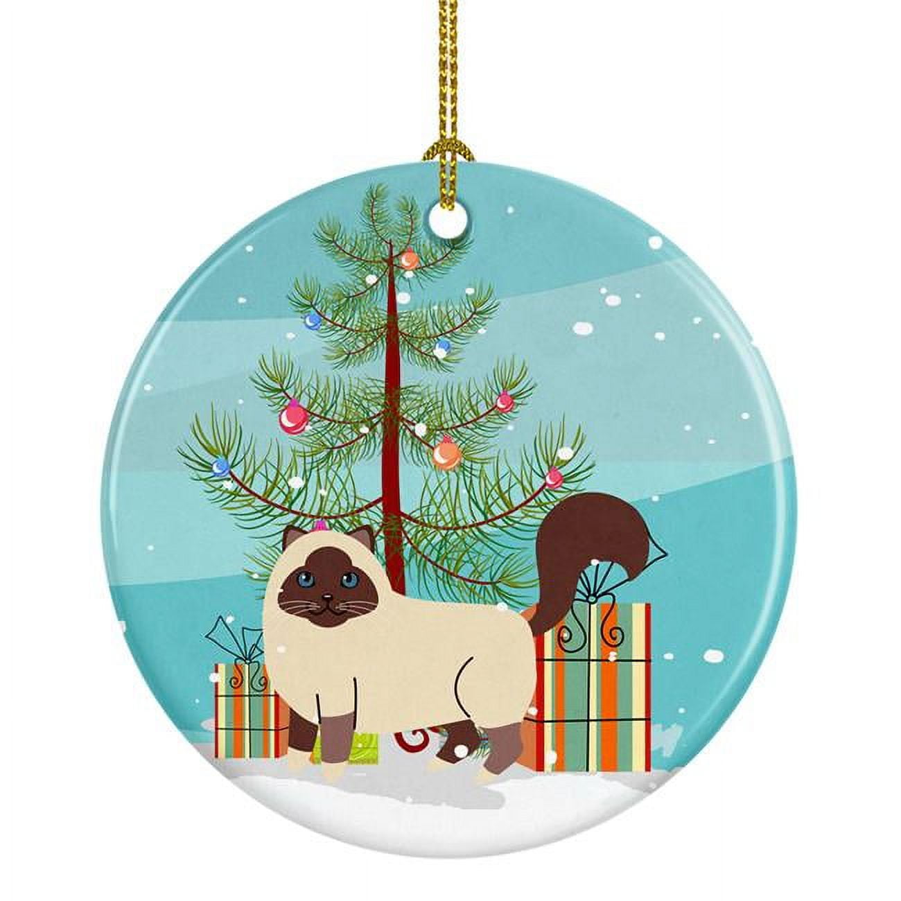 BB4416CO1 Birman Cat Merry Christmas Tree Ceramic Ornament