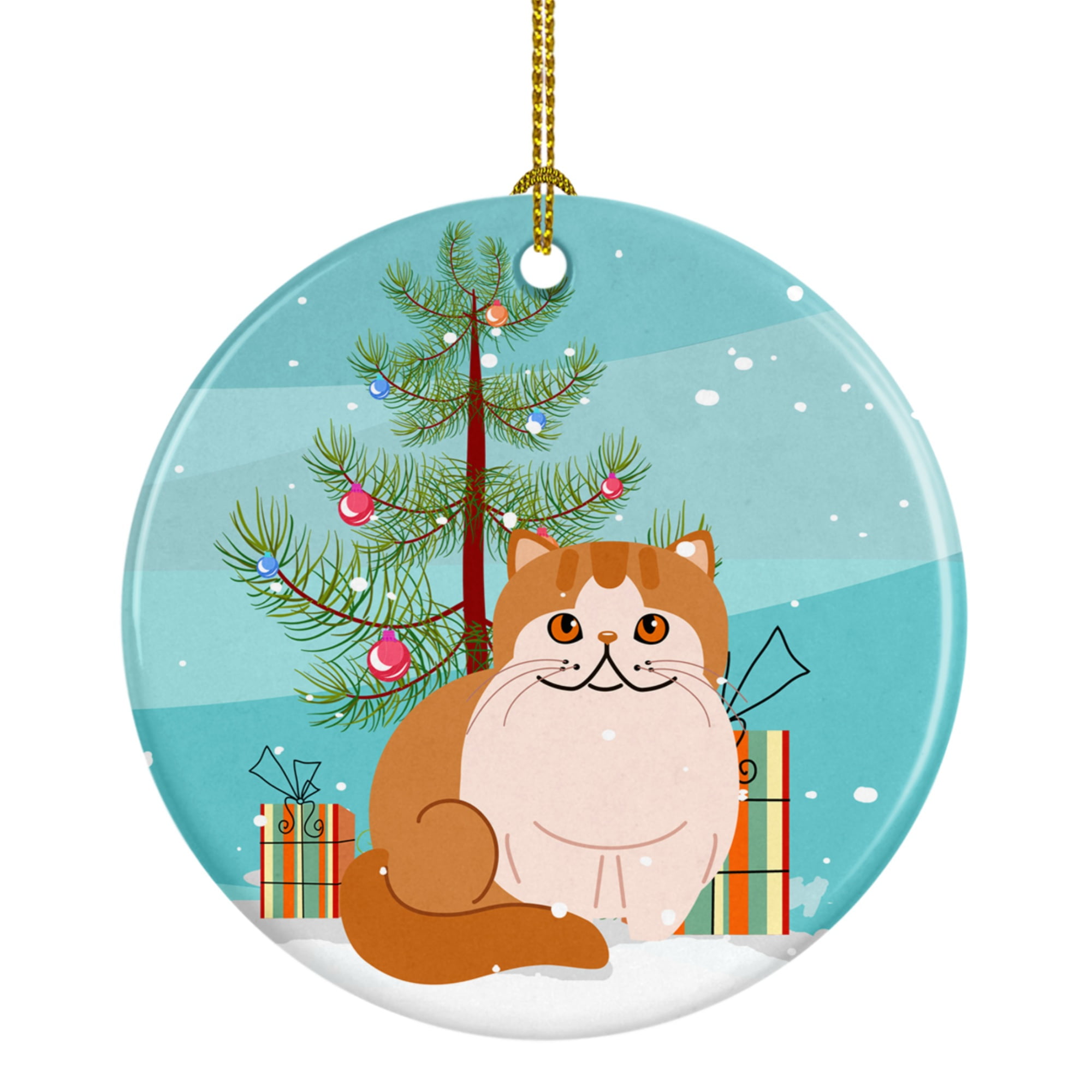 Exotic Shorthair Cat Merry Christmas Tree Ceramic Ornament
