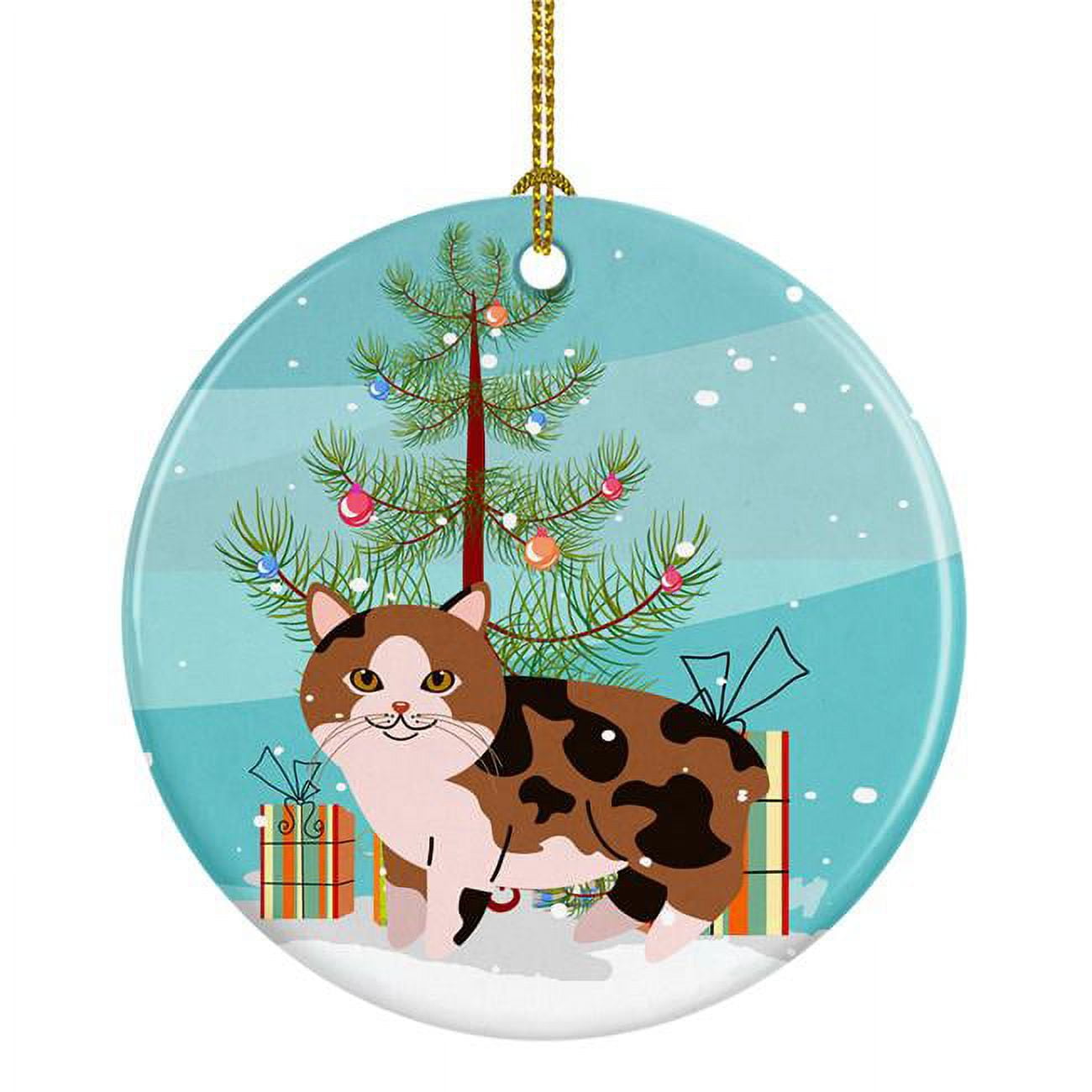 BB4424CO1 Manx Cat Merry Christmas Tree Ceramic Ornament