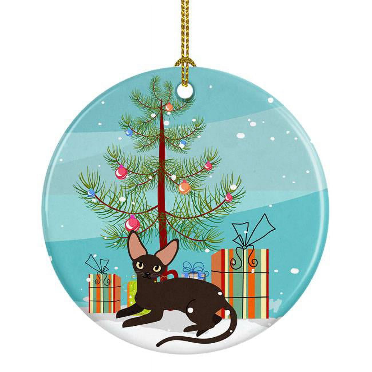 Peterbald Cat Merry Christmas Tree Ceramic Ornament