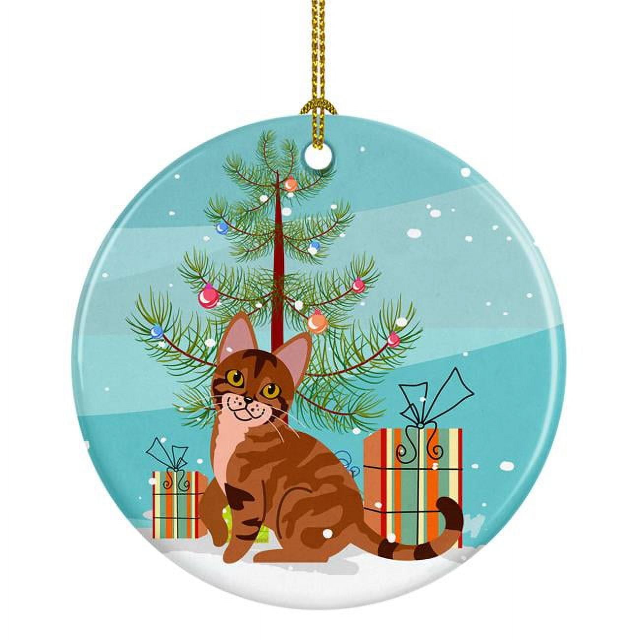 Sokoke Cat Merry Christmas Tree Ceramic Ornament