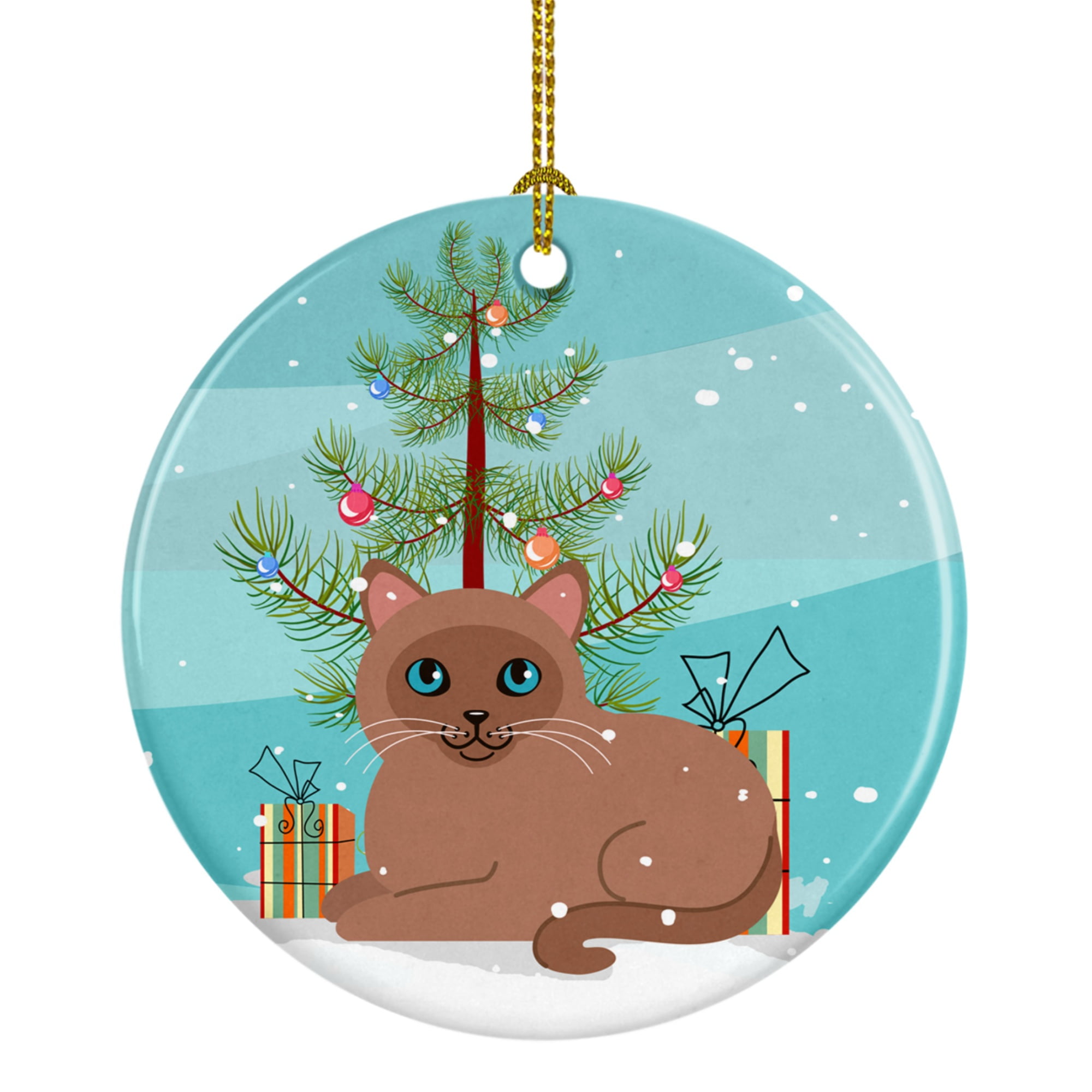 Tonkinese Cat Merry Christmas Tree Ceramic Ornament