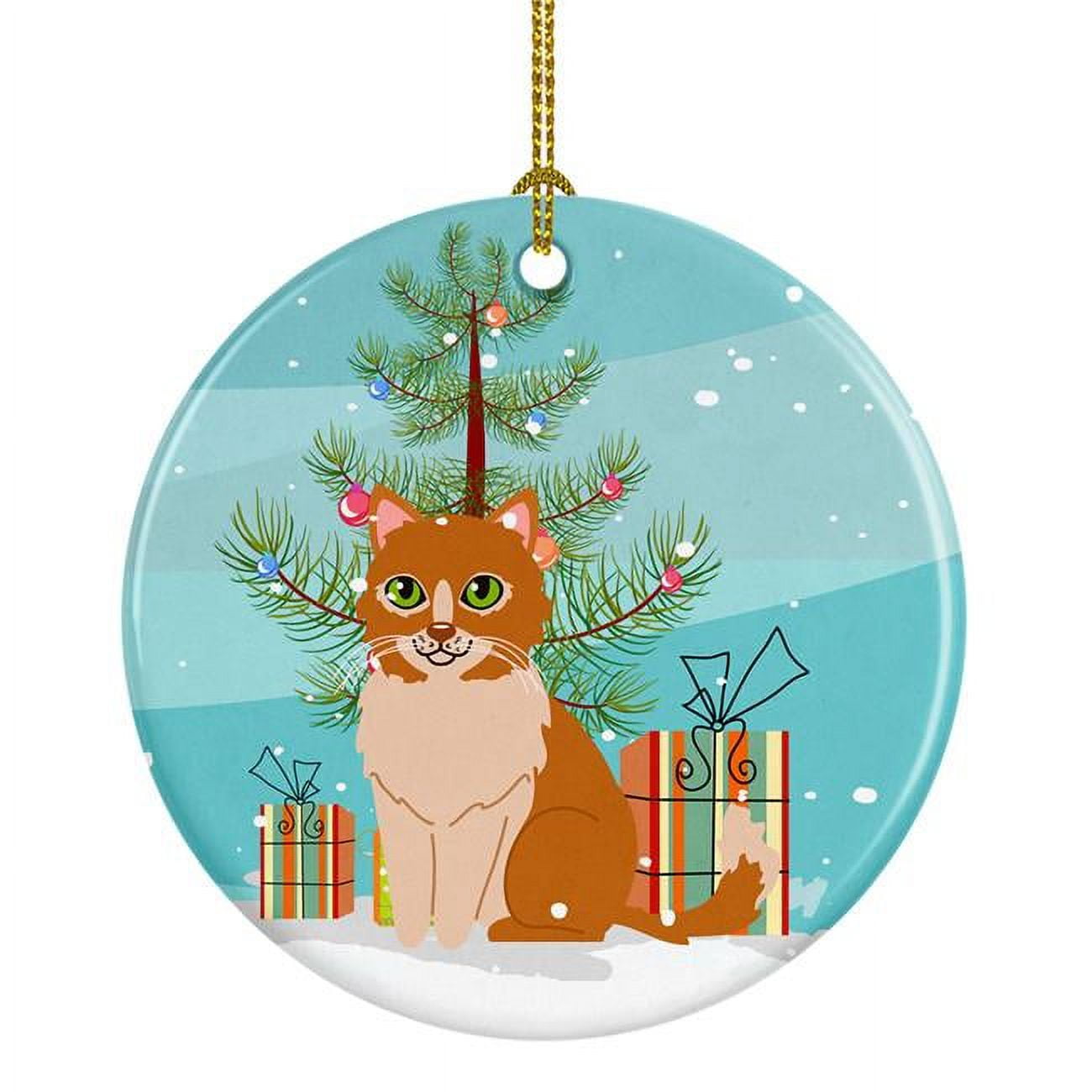 BB4435CO1 Merry Christmas Tree Ural Rex Cat Ceramic Ornament