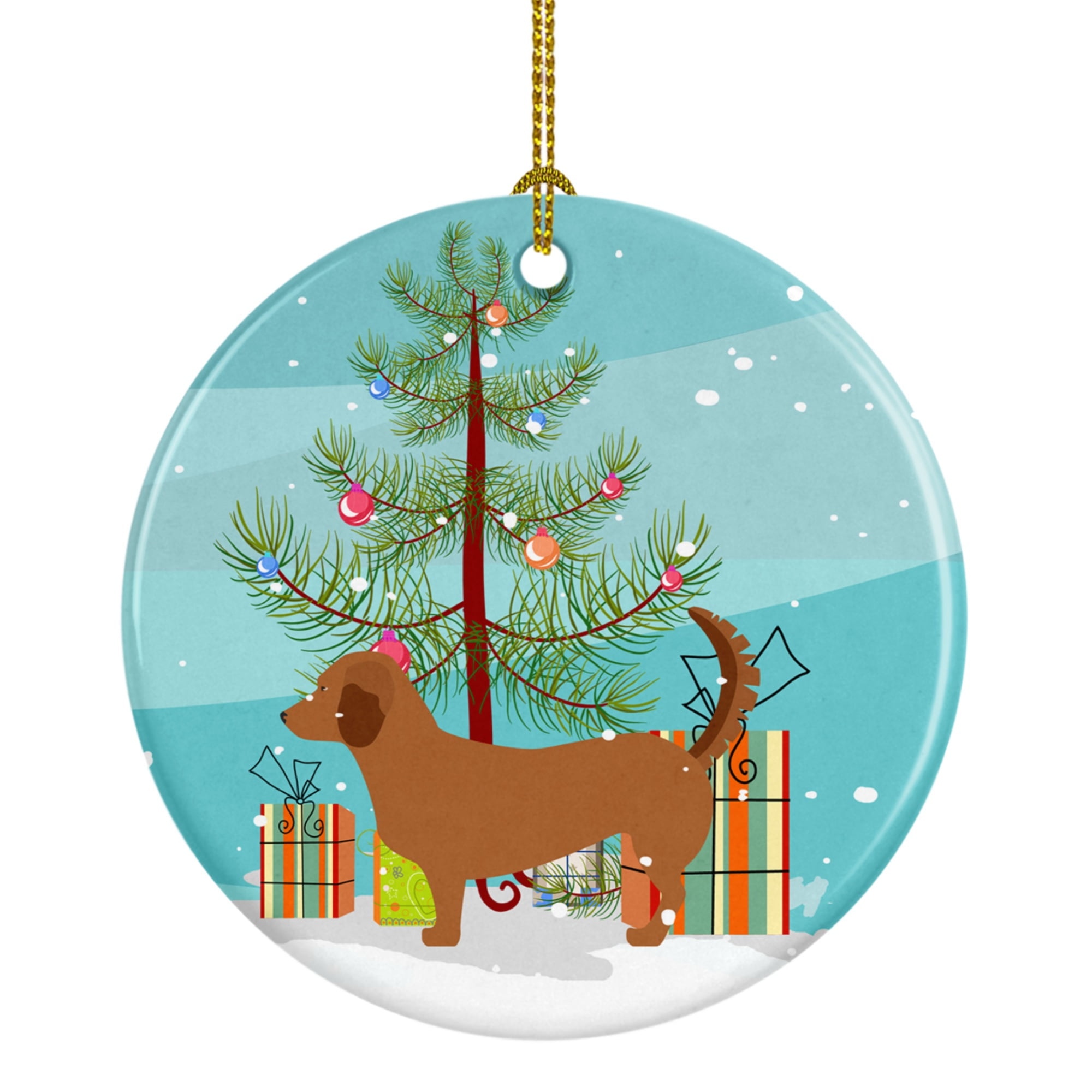 Alpine Dachsbrake Christmas Ceramic Ornament