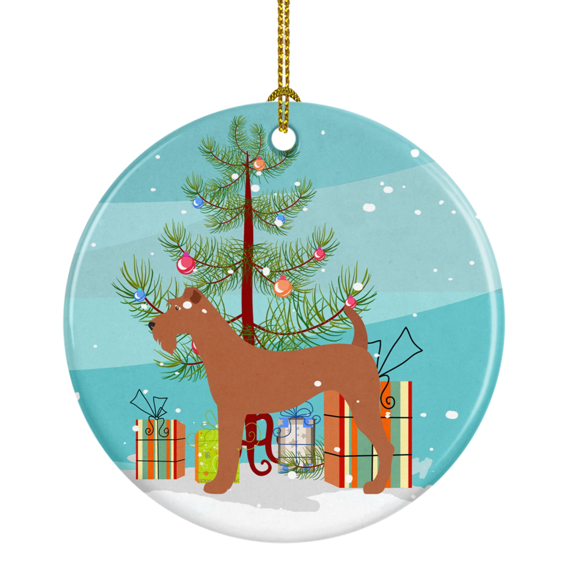 BB8438CO1 Irish Terrier Christmas Ceramic Ornament