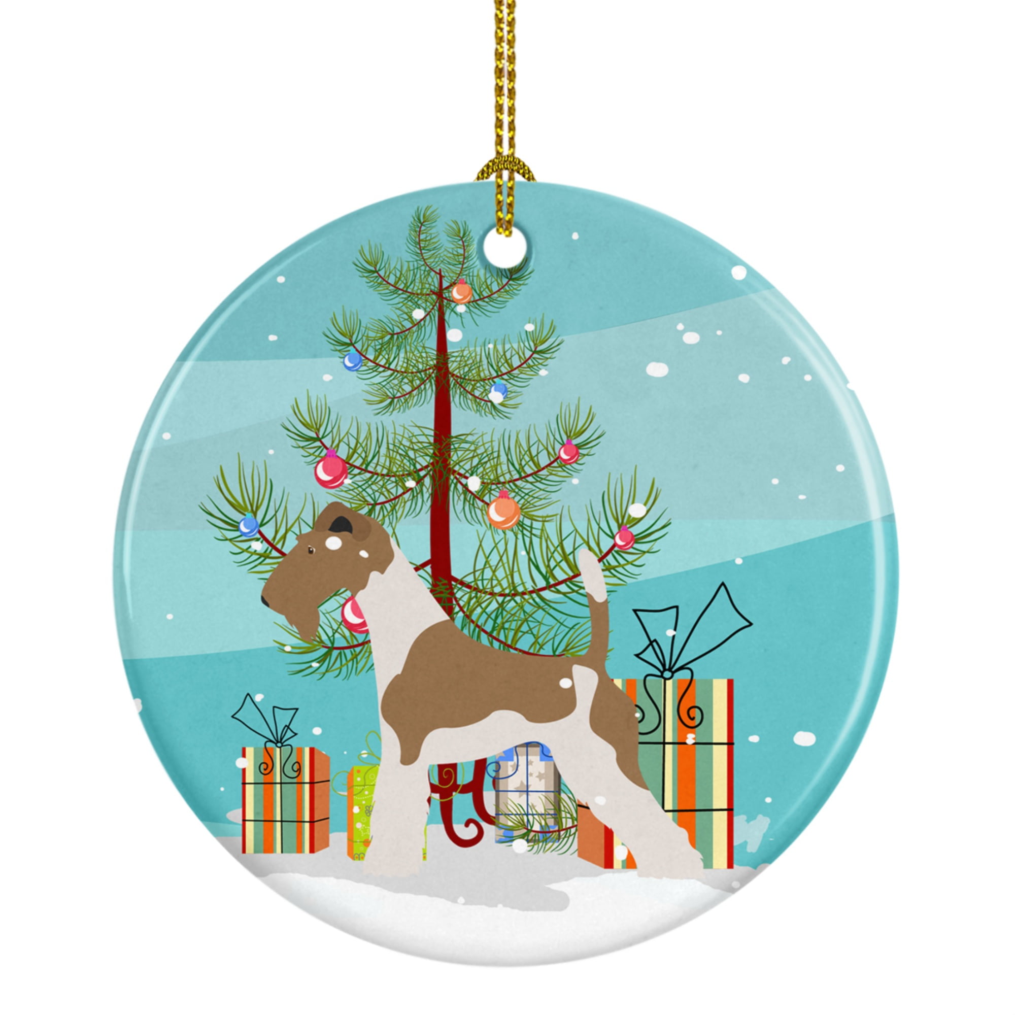 BB8446CO1 Wire Fox Terrier Christmas Ceramic Ornament