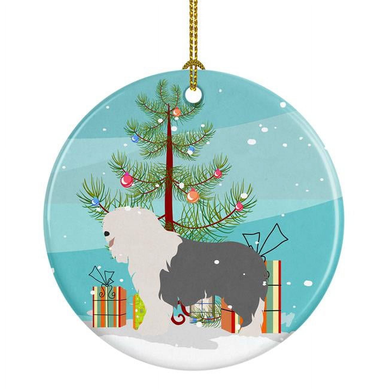 BB8466CO1 Old English Sheepdog Christmas Ceramic Ornament