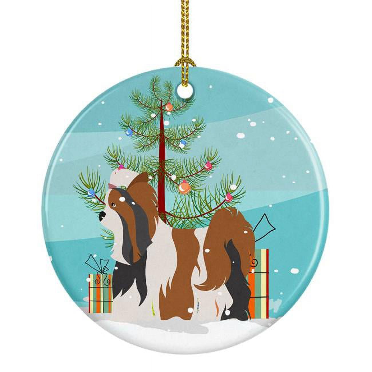 BB8470CO1 Biewer Terrier Christmas Ceramic Ornament