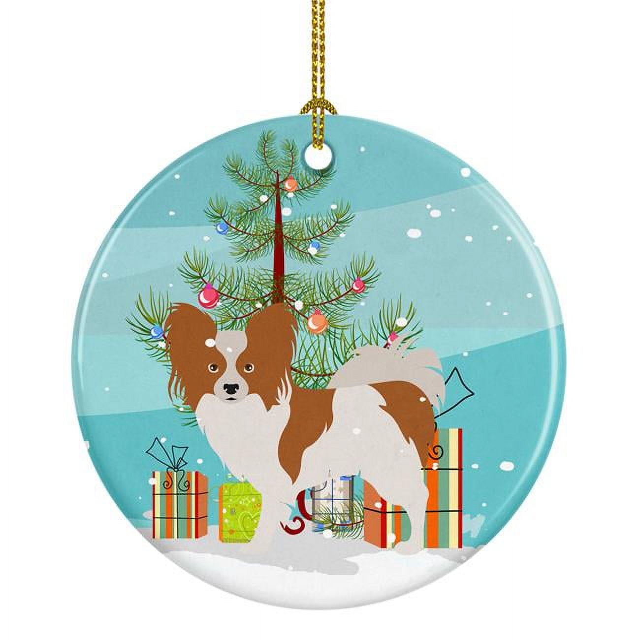 Papillon Christmas Ceramic Ornament