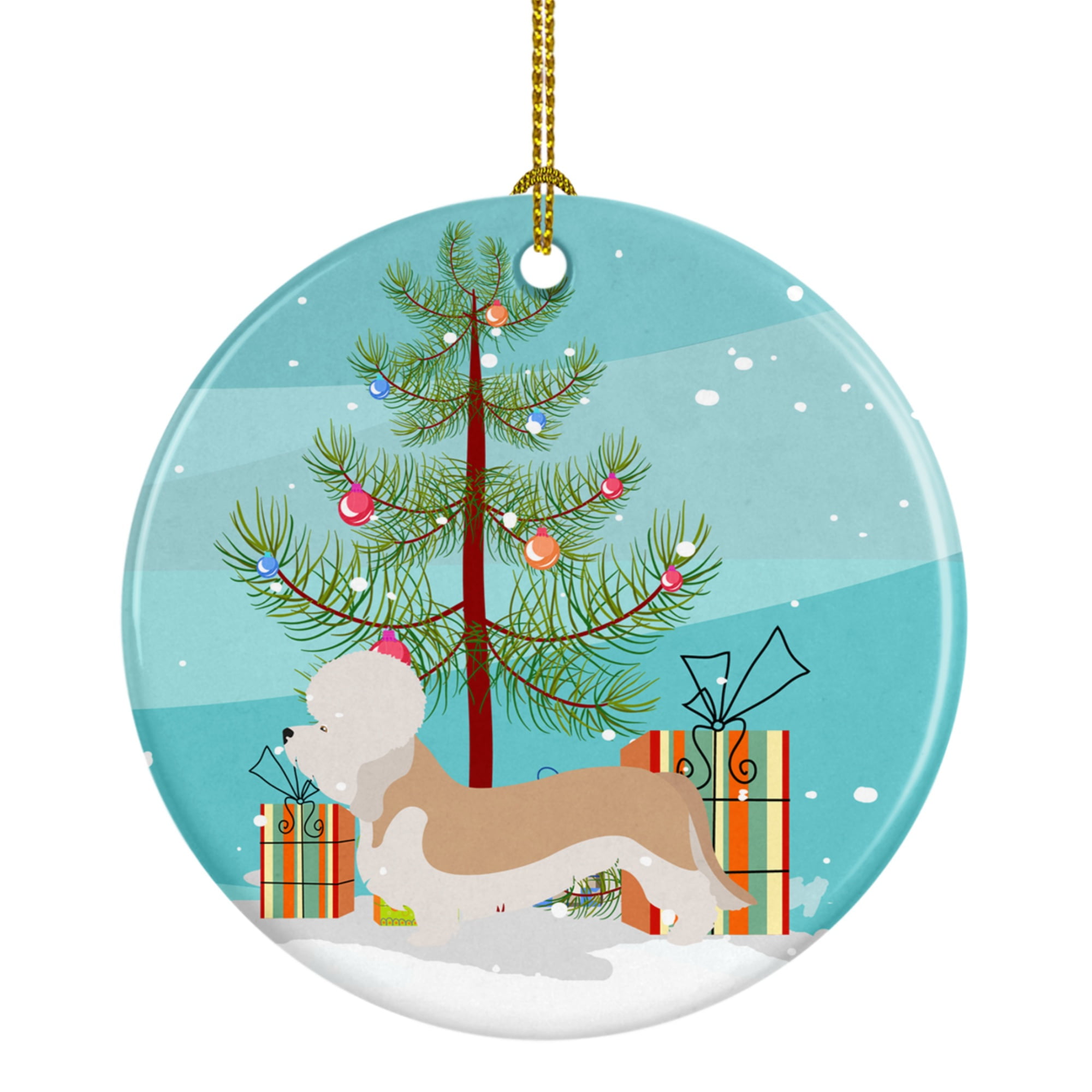 Dandie Dinmont Terrier Christmas Ceramic Ornament