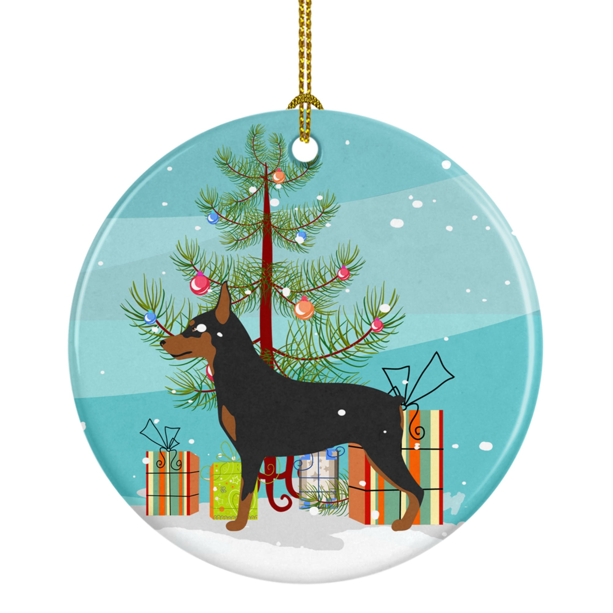 Miniature Pinscher Christmas Ceramic Ornament