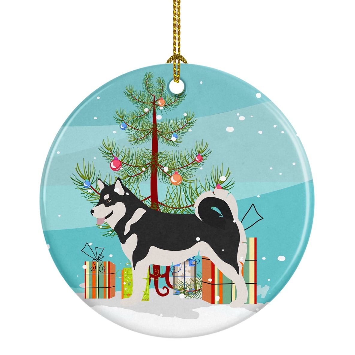 BB8486CO1 Alaskan Malamute Christmas Ceramic Ornament