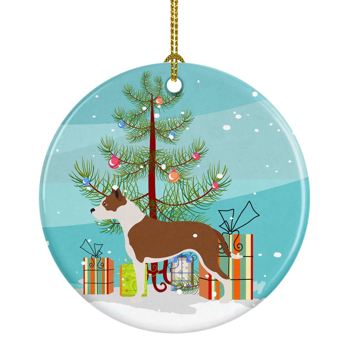 BB8487CO1 Pit Bull Terrier Christmas Ceramic Ornament