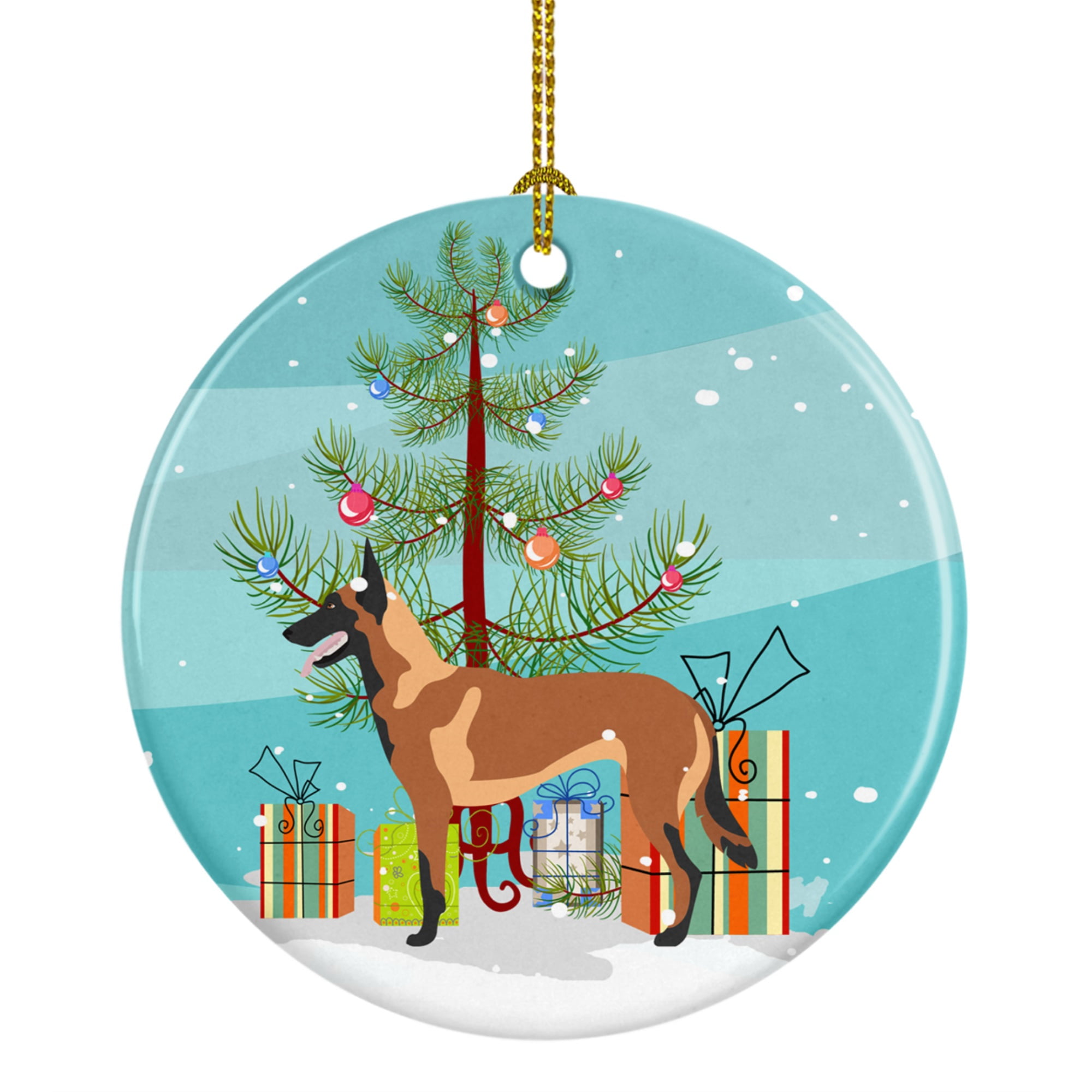 Malinois Belgian Shepherd Christmas Ceramic Ornament