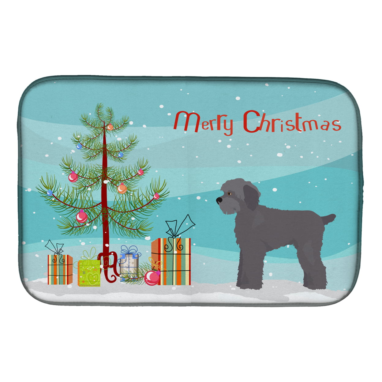 CK3865DDM Grey Schnoodle Christmas Tree Dish Drying Mat