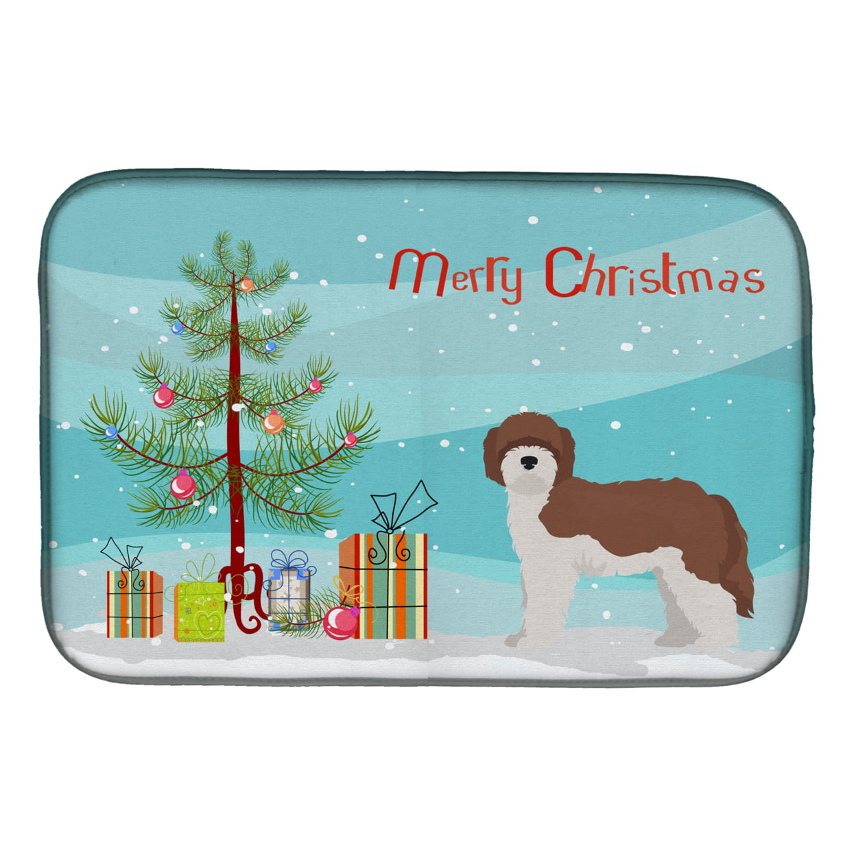 CK3867DDM Sheepadoodle Christmas Tree Dish Drying Mat
