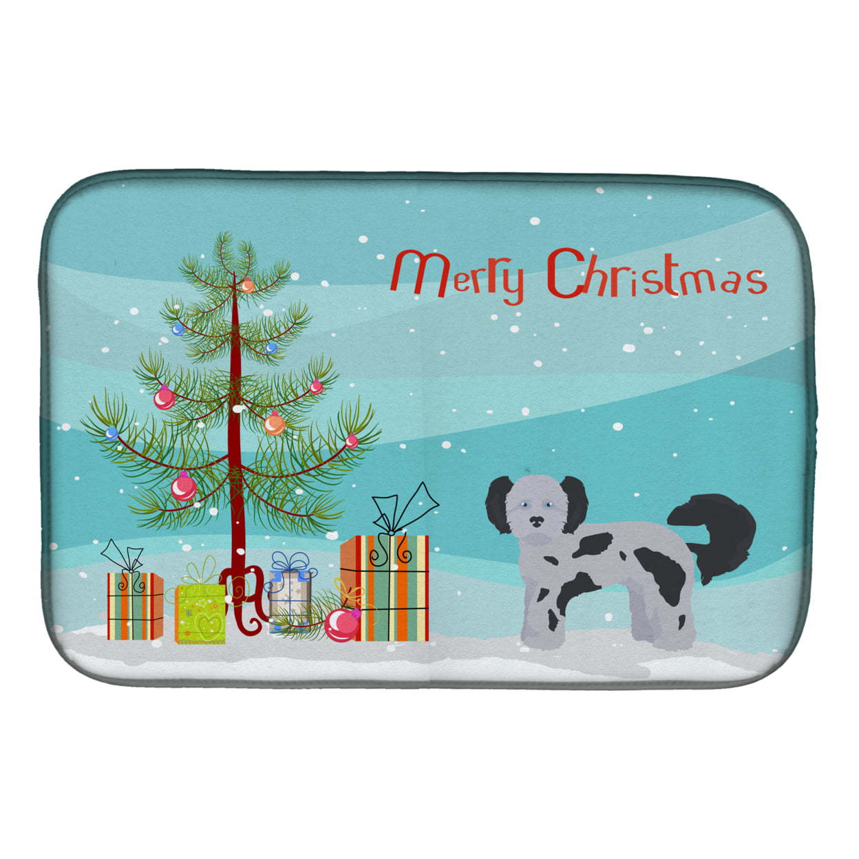 CK3872DDM Shih Poo Christmas Tree Dish Drying Mat
