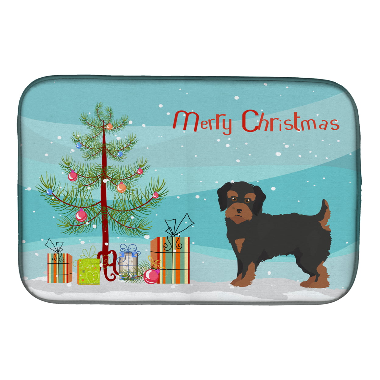 Yorkiepoo No.1 Christmas Tree Dish Drying Mat