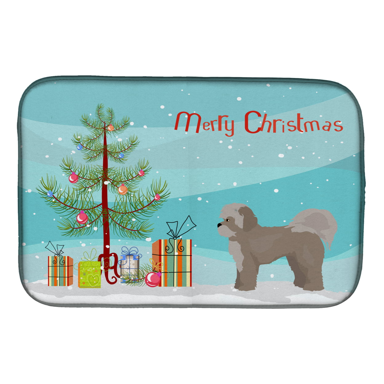Picture of Carolines Treasures CK3884DDM Zuchon No.1 Christmas Tree Dish Drying Mat