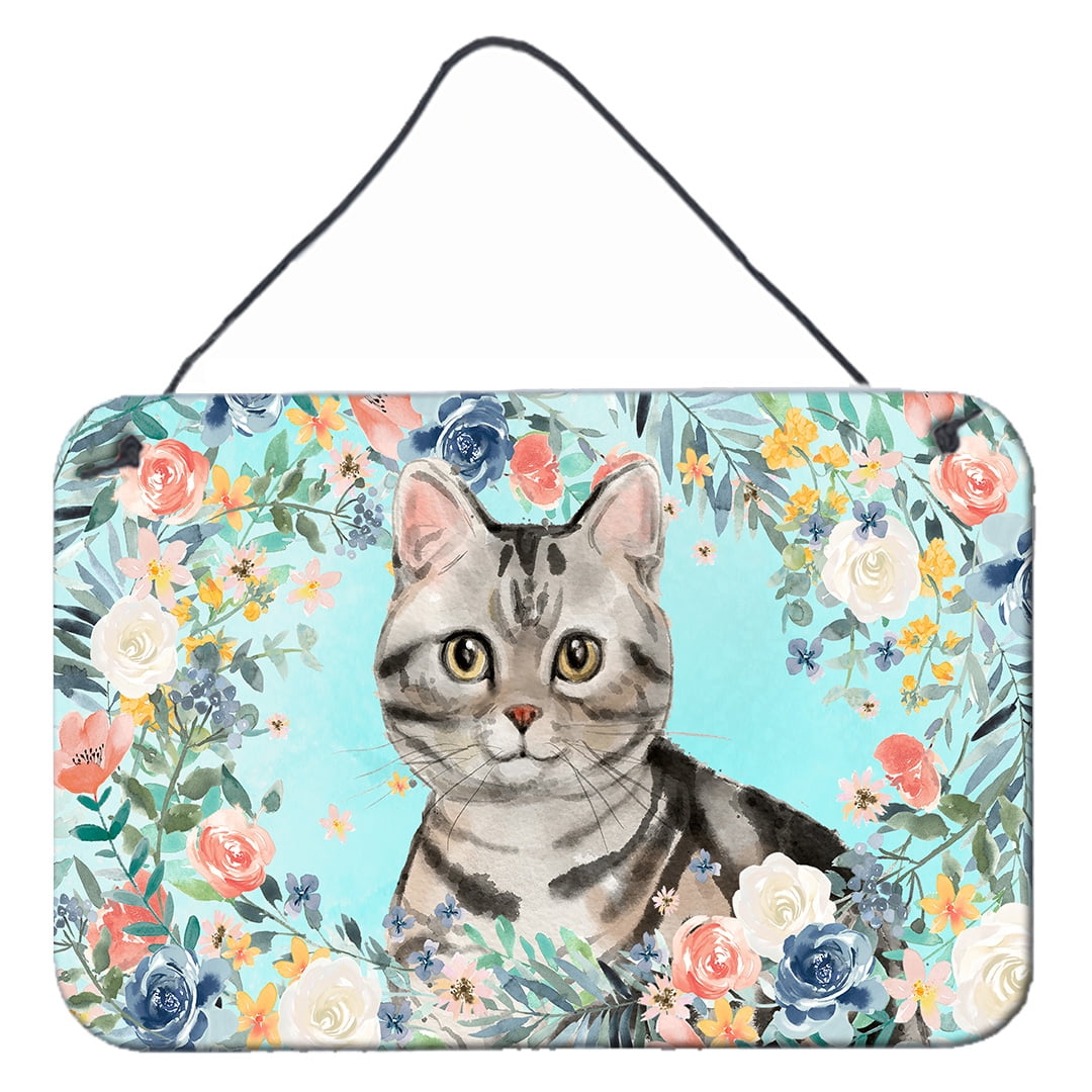 American Shorthair Spring Flowers Wall or Door Hanging Prints