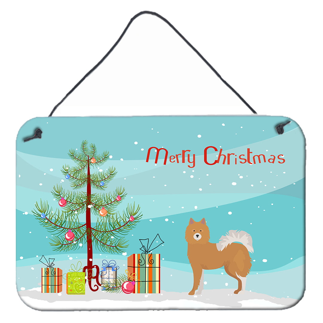 Brown & White Elo dog Christmas Tree Wall or Door Hanging Prints