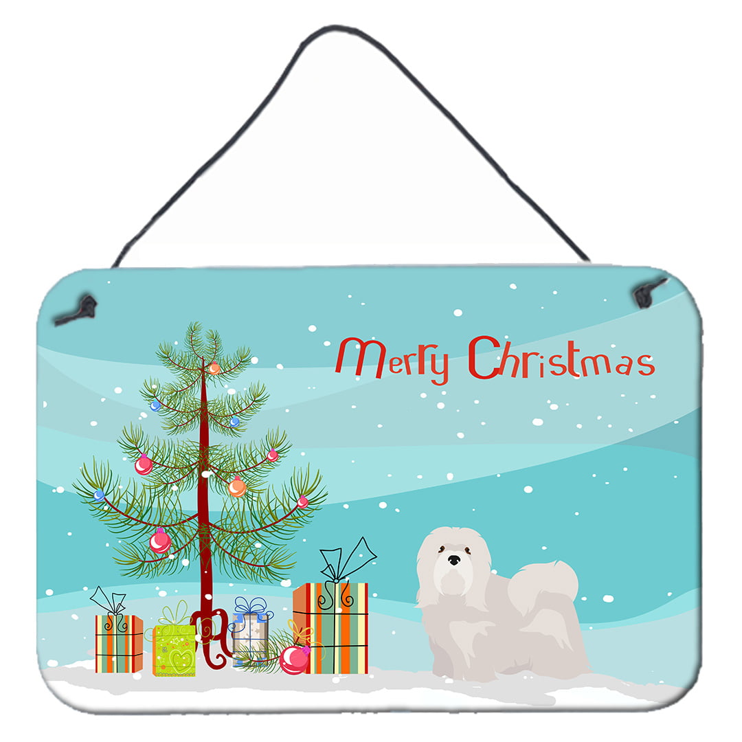 White Lhasa Apso Christmas Tree Wall or Door Hanging Prints