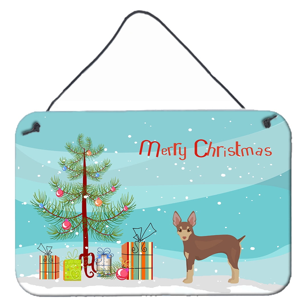 Miniature Fox Terrier Christmas Tree Wall or Door Hanging Prints