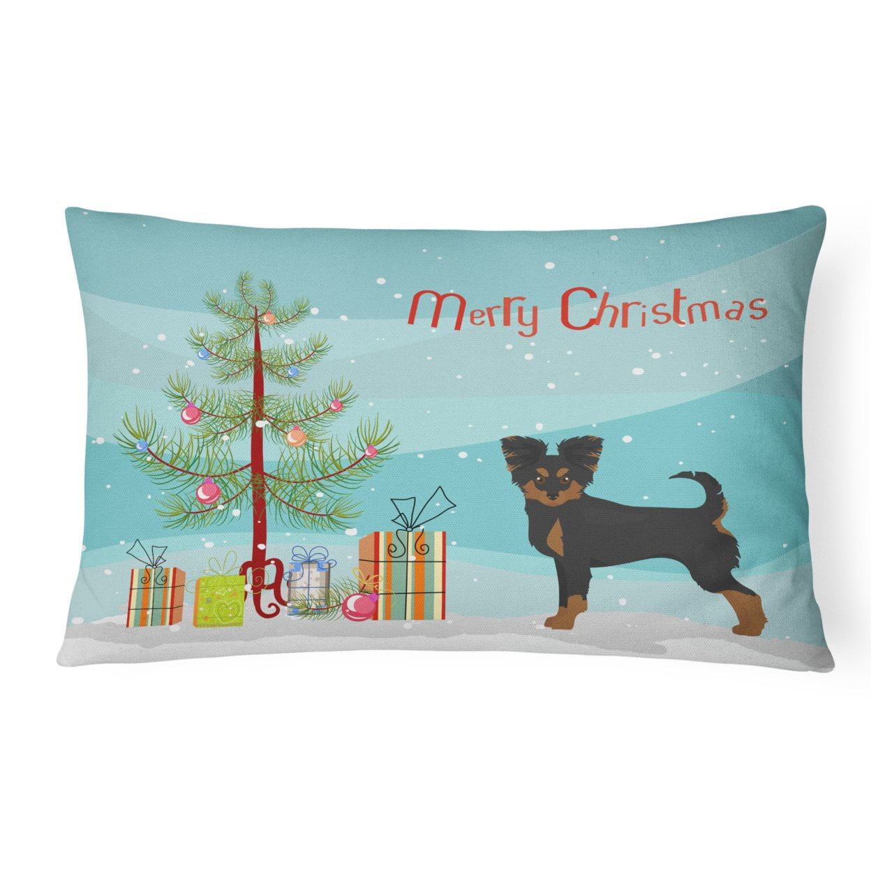 Black & Tan Chion Christmas Tree Canvas Fabric Decorative Pillow